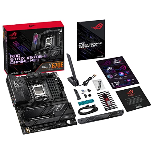 ASUS ROG Strix X670E-E Gaming - Placa Base ATX (AMD Ryzen AM5, VRM de 18 + 2 Fases, DDR5, 4 Ranuras M.2 con disipadores térmicos, PCIe 5.0, USB 3.2 Gen 2 x 2, AI Cooling II y Aura Sync)