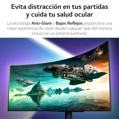 LG 45GR95QE-B - Monitor Gaming Ultragear (OLED: 3440x1400, 21:9, 200cd/m², 1.5M:1, 0.03ms, 240Hz, DCI-P3>90%, HDR10); diag. 113cm; HDMI, USB-A; NVIDIA G-Sync, AMD FreeSync Premium, Negro