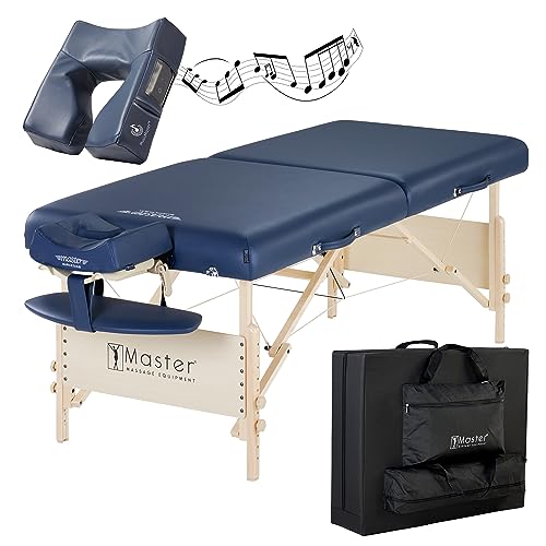 Master Massage Camilla portátil Plegable de Madera para cosméticos, masajes y Terapia con Altavoz de cojín Musical, 76 cm