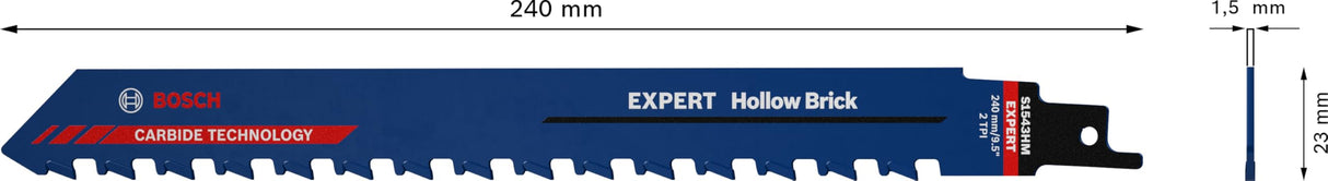 Bosch Professional 10x Hojas de sierra sable Expert `Hollow Brick` S 1543 HM (para Bloque de construcción de poroton, Longitud 240 mm, accesorios Sierra sable)