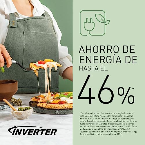 Panasonic NN-CS88LBEPG Horno combinado de vapor 4 en 1 con vapor, microondas, grill y convección, Tecnología Inverter, 31 L, 36 Programas Automáticos, Cocción en 2 Etapas, Menú Infantil, Negro