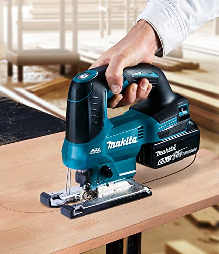 Makita DJV184RTJ -Sierra de calar, sin escobillas de iones de litio LXT de 18 V, incluye 2 baterías de 5,0 Ah y cargador suministrado en una caja Makpac