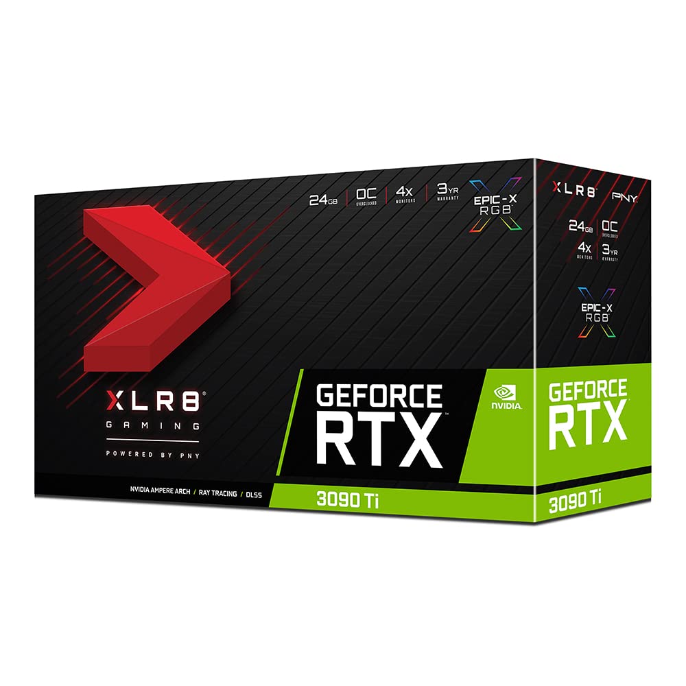 PNY GeForce RTX 3090 Ti 24GB GDDR6X XLR8 Gaming Epic-X RGB Uprising Triple Fan Tarjeta gráfica Overclocked Edition, Black