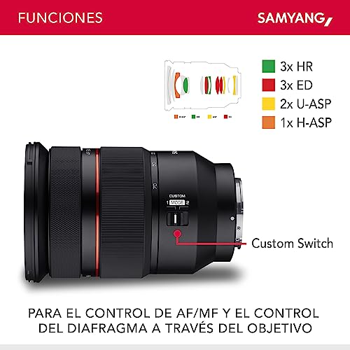 Samyang AF 24-70 mm F2,8 FE para Sony E – para cámaras Sony E Mount Sony Alpha A7 A9 A1 A7C A6000 Serie, Negro
