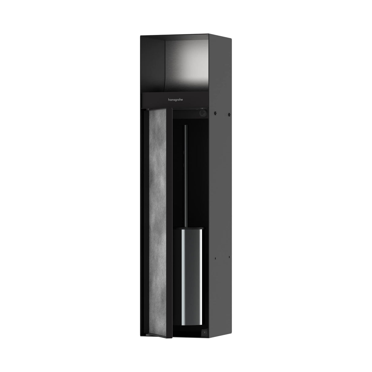 Hansgrohe XtraStoris Rock 56062670 - Portaescobillas empotrable con Soporte para Papel higiénico y Puerta de Azulejos en Negro Mate