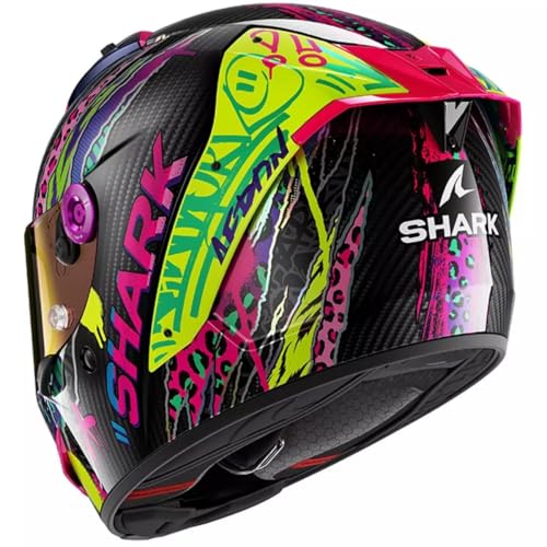 SHARK, Casco Moto Integral AERON FAWN Carbon Violet Yellow DVY, L