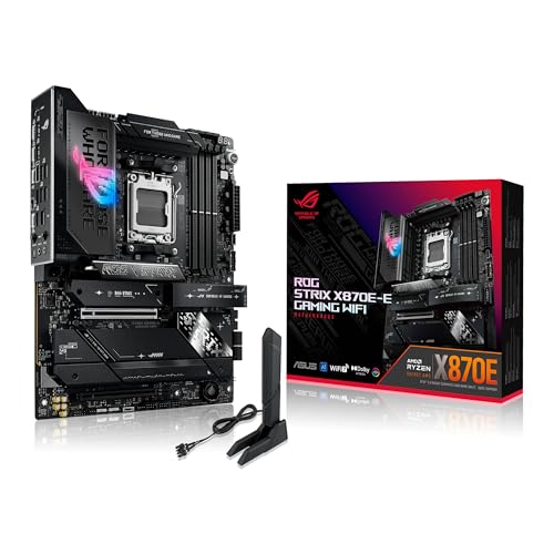 ASUS ROG Strix X870E-E Gaming WiFi - Placa Base AMD ATX, 18+2+2 etapas de Potencia, DDR5, 5X M.2, PCIe 5.0 Compatible con GPU de última generación, WiFi 7, USB 20G con PD 3.0 de hasta 30 W
