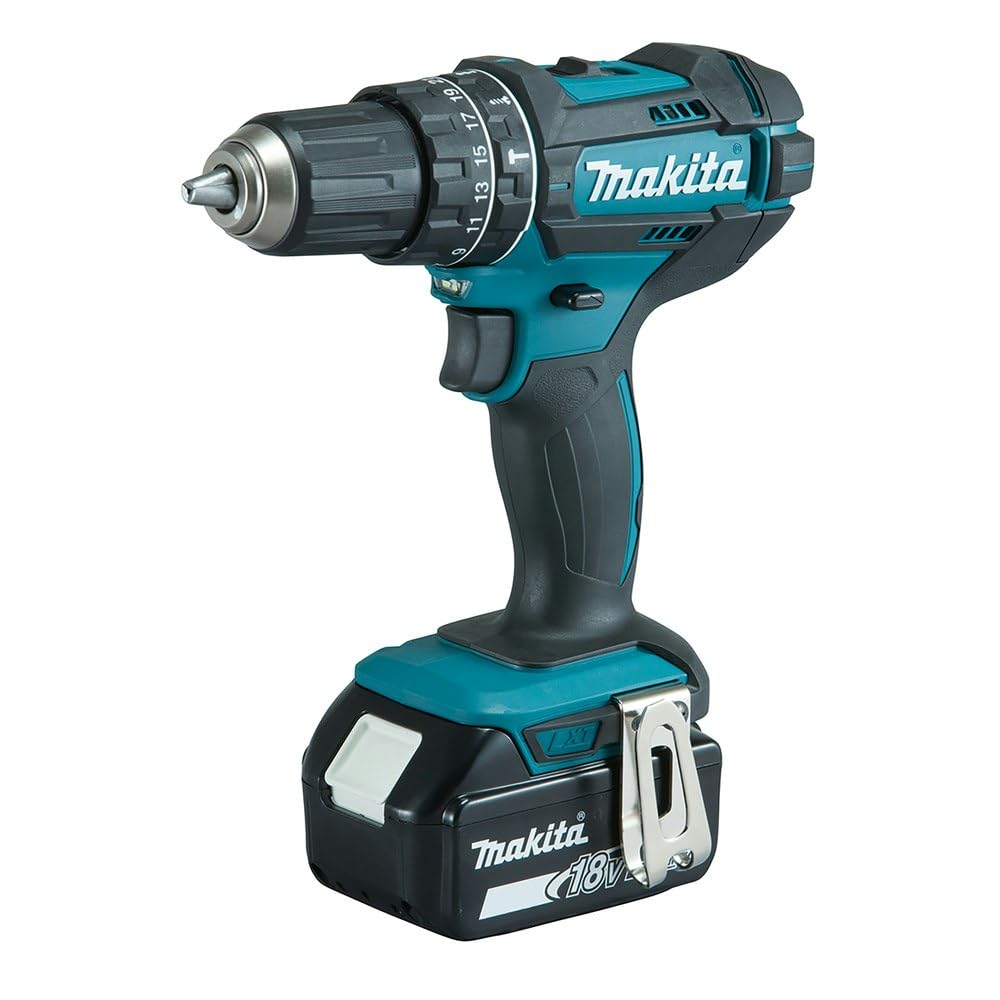 Makita DHP482RFX3 - Taladro atornillador de percusión + 3 baterías de 18 V 3 Ah Li-ION + estuche accesorios + bolsa de transporte