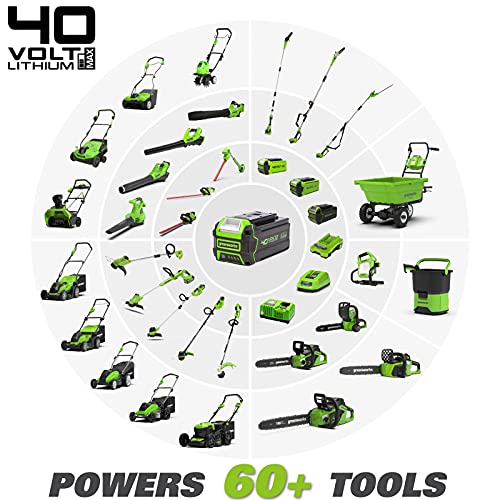 Greenworks Motosierra de batería GD40CS40 (Li-Ion 40V 11 m/s velocidad cadena 40cm longitud de espada 180ml volumen del depósito de aceite potente motor brushless sin batería y cargador)