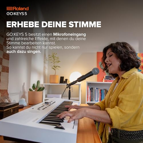 Teclado para creación musical Roland GO:KEYS 5 | Teclado de 61 notas | Generador ZEN-Core con más de 1.000 sonidos integrados | Altavoces estéreo integrados | Entrada de micro – Grafito
