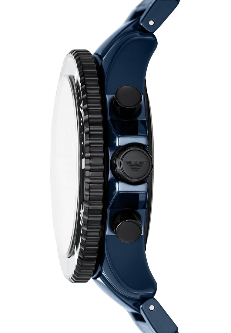 Emporio Armani Reloj Análogico-Digital para Hombres de Automático con Correa en Poliéster AR70009, Azul