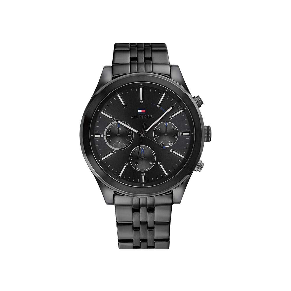 Tommy Hilfiger Reloj Analógico de Cuarzo multifunción para Hombre con Correa en Acero Inoxidable Negro - 1791738