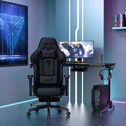 Anda Seat Jungle 2 Pro Escritorio ergonómica de Piel con Cuello y Respaldo Lumbar, Asiento, sillas de Juego para Adultos y Adolescentes, Medium, Negro