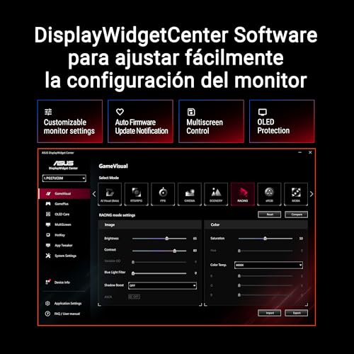 ASUS ROG Swift OLED PG27UCDM - Monitor Gaming de 27" 4K QD-OLED, 240Hz, 0.03ms, Anti-Flicker 2.0, disipador de Calor, Care Pro, Neo Proximity Sensor, DisplayWidget Center, DisplayPort 2.1a