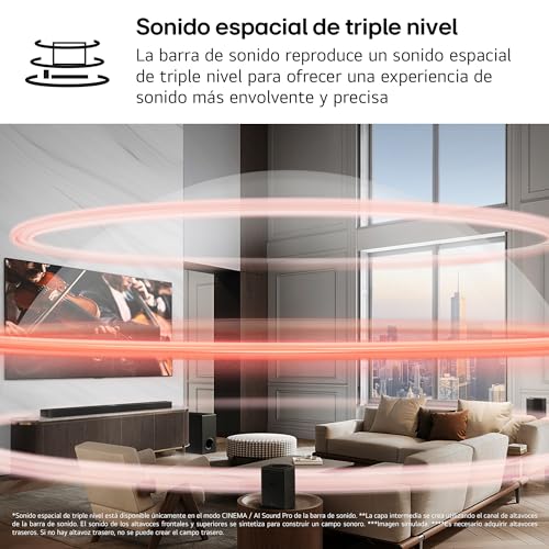 LG S95TR - Barra de Sonido Inteligente, 810W, 9.1.5 Canales, Sonido Envolvente Dolby Atmos y DTS, Amplia Conectividad, Bluetooth, USB, Entrada Óptica, Negro