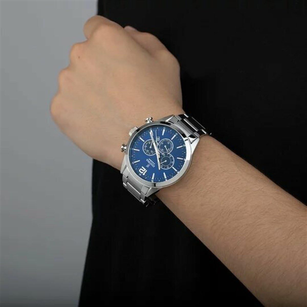 Festina Reloj Hombre F20343/7 Timeless Chronograph Caja de Acero Inoxidable 316l Plateado Correa de Acero Inoxidable 316l Plateado