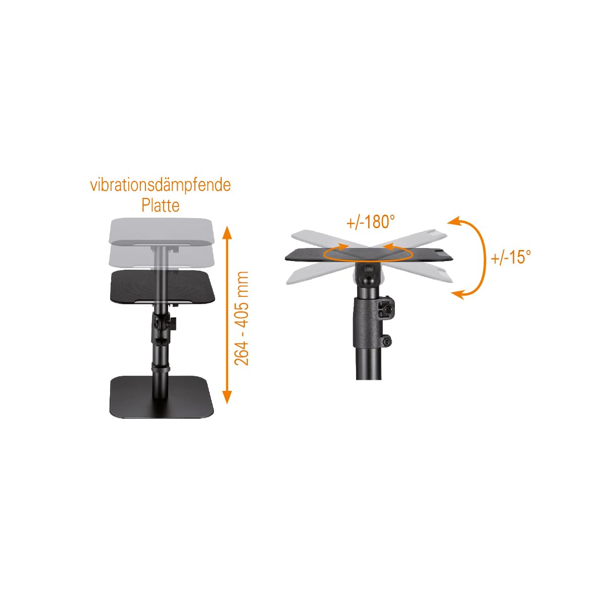 mywall HS31L - Soporte Universal de Mesa para Altavoces (inclinable +/-15°, con una Carga de hasta 15 kg, 2 Soportes), Color Negro