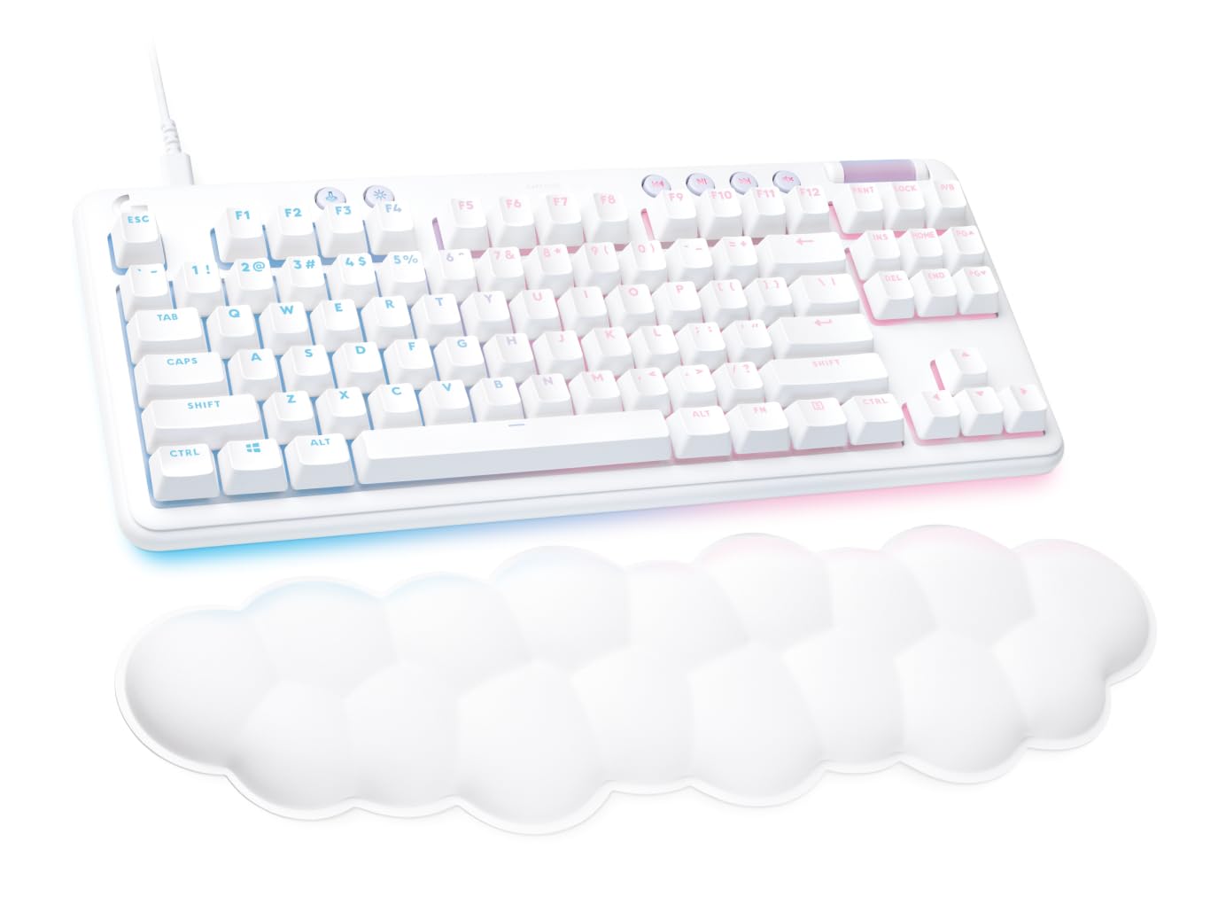 Logitech G713 - Teclado mecánico para Jugador con Cable, iluminación RGB LIGHTSYNC, interruptores táctiles (GX Brown) y reposamuñecas para Teclado, Compatible con PC y Mac, francés AZERTY - Blanco