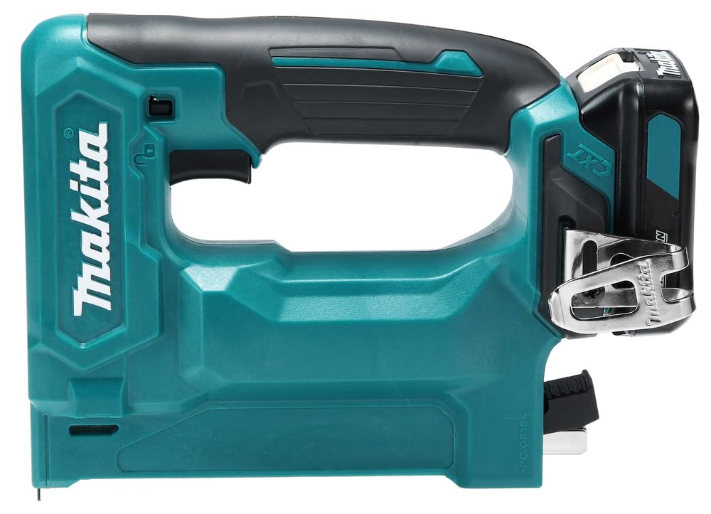 Makita ST113DSMJ - Grapadora de batería con batería 10,8 V/4,0 Ah, diseño corto, profundidad de impacto ajustable, con LED, ancho de grapa 10 mm