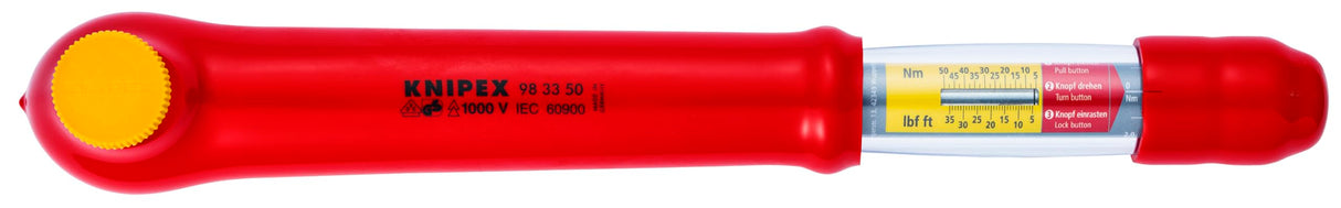 KNIPEX Llave dinamométrica reversible, 3/8 pulgadas, 1000 V aislada