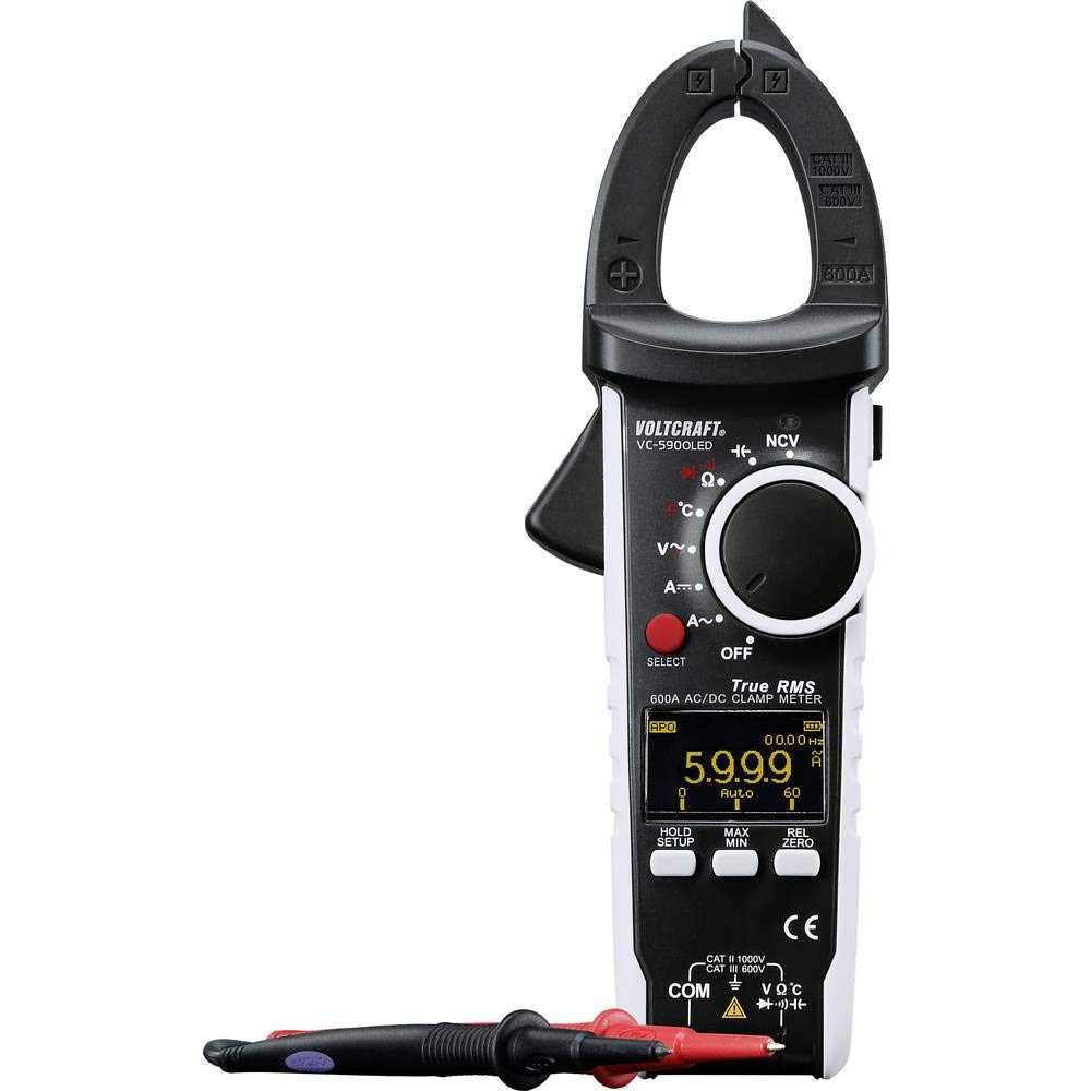 Abrazadera amperimétrica VOLTCRAFT VC-590OLED digital calibrado: fábrica (sin certificado) pantalla OLED CAT III 600 V, CA