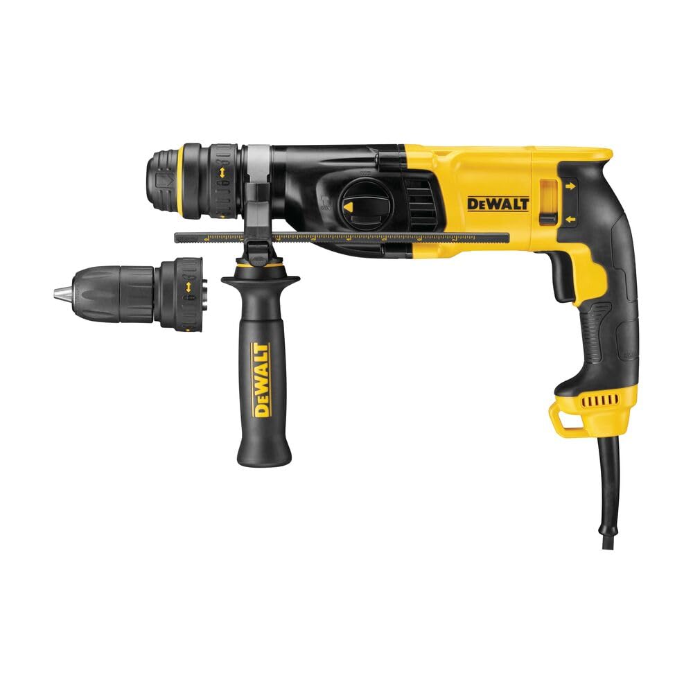DEWALT D25134K-QS - Martillo Perforador con Cable, 2,8J, Capacidad de Perforación 24 mm Hormigón,13 mm Metal y 30 mm Madera, 3 Modos, Funcionamiento 0-1500 rpm y 5500 golpes/min