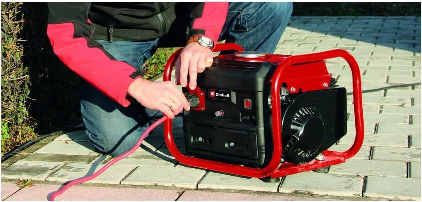 Einhell Generador eléctrico (gasolina) TC-PG 10/E5 (máx. 800 W, limpio motor de tracción de 2 tiempos, toma de corriente de 230 V, 4 L tanque, tracción del cable para el arranque)