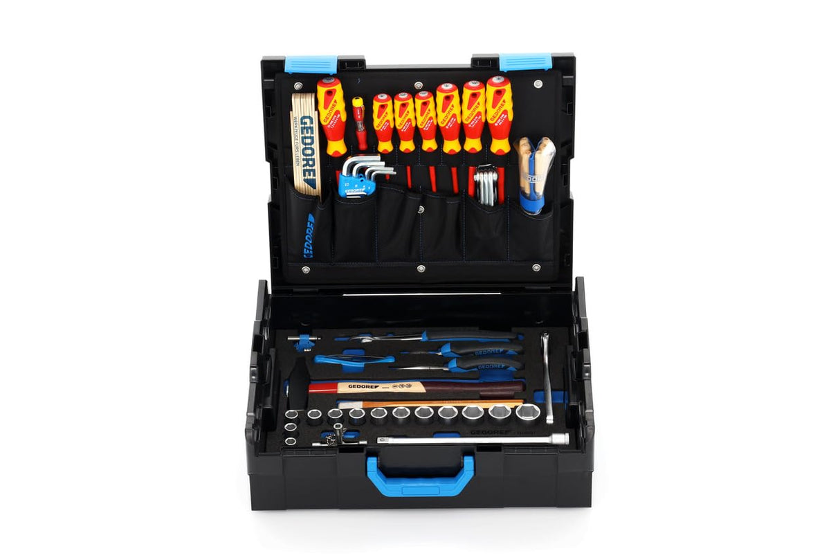 GEDORE Caja de herramientas L-BOXX 136, Juego de 58 piezas, Llena, Herramientas para trabajo y bricolaje, En caja de plástico, 1100-01