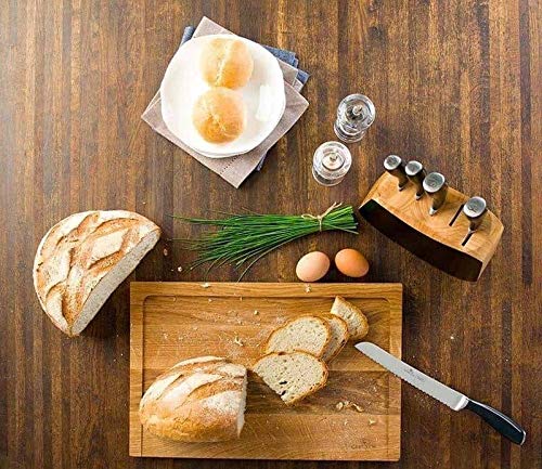 Gerlach 1760 Set Couteau Cuisine en Acier Inoxydable - Conjunto de 5 Couteaux - 1 x Japonais Santoku 1x à Pain 2x de Cuisine 1x à Légumes - 55-56 HRC - Poignée Antidérapante - Loft
