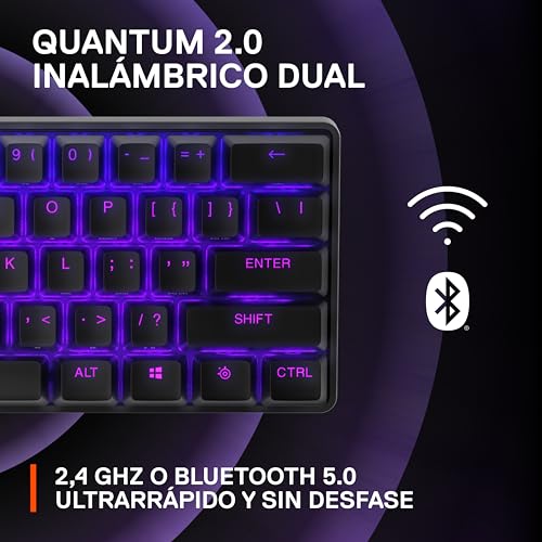 SteelSeries Apex Pro Mini Wireless Teclado gaming HyperMagnetic - El teclado más rápido del mundo - Factor de forma compacto 60 % - Teclas PBT - Bluetooth - 2,4 GHz - USB-C – Teclado inglesa (QWERTY)
