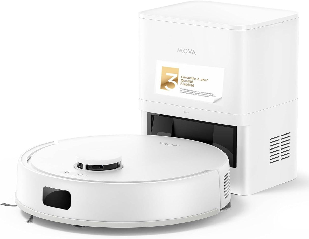 Mova E20 Plus Robot Aspirador y Fregasuelos, 5000Pa Robot Aspirador Autovaciado, LDS Navigation, Aspiradoras y Fregonas 2 en 1, Cuerpo Compacto, Blanca