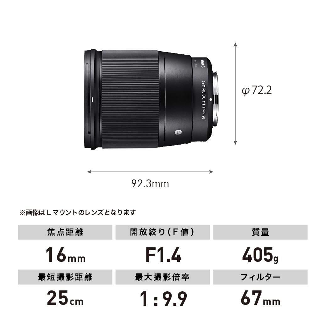 Sigma 16 mm F1.4 DC DN Contemporary - Objetivo para cámaras con montura Sony-E, Micro 4/3 y Canon EF-M, color negro