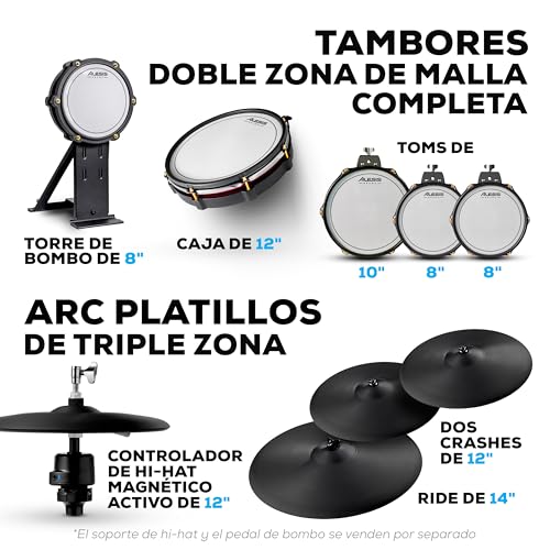 Alesis Strata Core - Kit de Batería Electronica con Pantalla Táctil, Platillos de triple zona, hi-hat magnético activo y parches de malla de doble zona