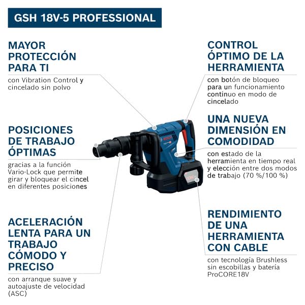 Bosch Professional 18V System martillo demoledor a batería GSH 18V-5 (incl. XL-BOXX)