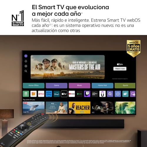 LG OLED55C44LA.AEU, 55", OLED 4K, Serie C4, 3840x2160, Smart TV, WebOS24, Procesador a9, Dolby Vision, Dolby Atmos, TV Gaming, 144 Hz, AMD FreeSync, Negro
