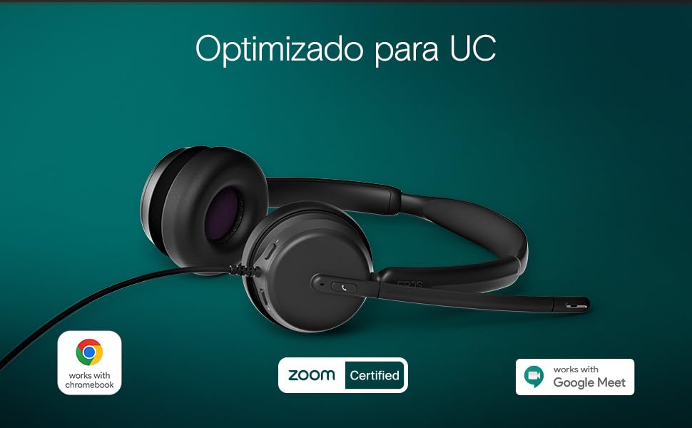 EPOS Impact 460 Auriculares Binaurales On-Ear con Cable USB-C y USB-A con Micrófono con Cancelación de Ruido, Plug-and-Play, Sonido, Ajuste Cómodo, para Oficina y Trabajo Remoto
