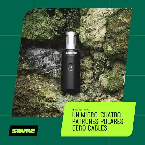 Shure Kit de Micrófono inalámbrico, MoveMic 88+ - Grabador de Audio Profesional para entrevistas de Cine/grabación de Campo | Compatible con iOS/Android Mediante la aplicación Motiv (MV88+W-Kit-Z6)