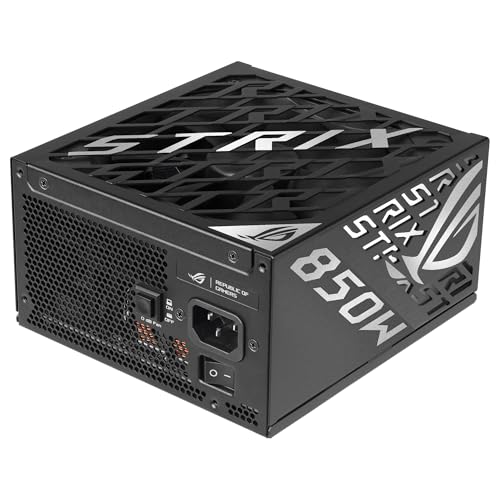 ASUS ROG Strix 850W Platinum - Fuente de alimentación Totalmente Modular, 80 Plus Platinum, ATX 3.1, GAN MOSFET, GPU-First Intelligent Voltage Stabilizer, 10 años de Cobertura