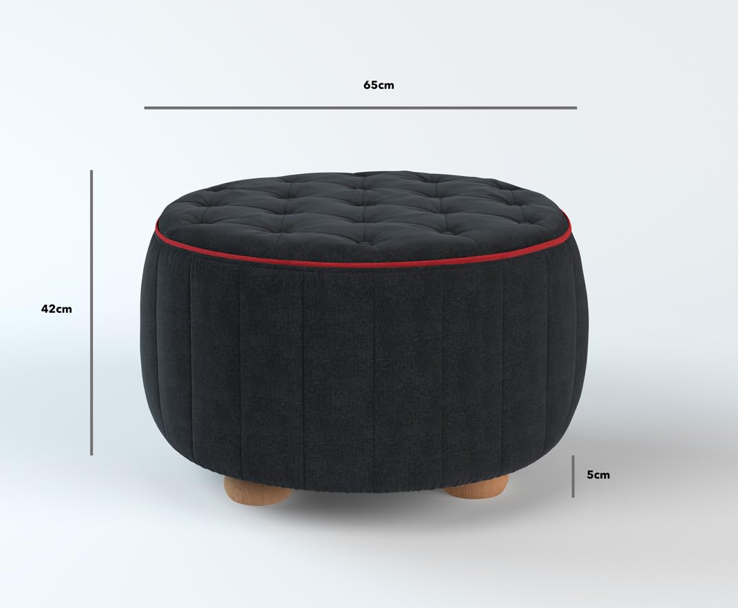 Ruumstore Puff, poliéster, Negro, Talla única