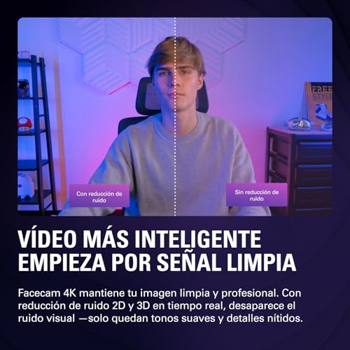 Elgato Facecam 4K – Webcam de Estudio 4K60, Calidad Tipo DSLR a 60 FPS, Compatible con filtros de Lente de 49mm, HDR, vídeo sin comprimir, área de Enfoque optimizada – USB-C para PC y Mac