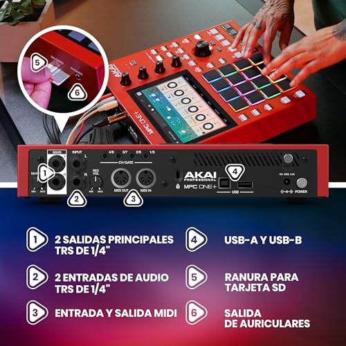 AKAI Professional MPC One+ caja de ritmos autónoma, creador de ritmos y controlador MIDI con wifi, Bluetooth, drum pads, plugins y pantalla táctil