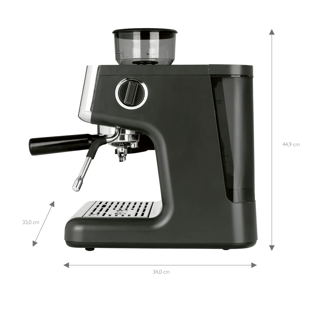 BEEM ESPRESSO-GRIND-EXPERT Colador Espresso Premium con Molinillo | 2 Termobloques para la Preparación simultánea de Espresso y Microespuma de Leche | Display de Extracción y Molido