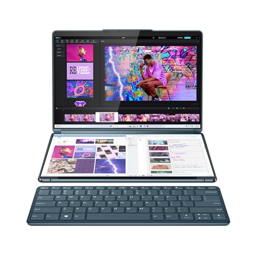 Lenovo Yoga Book 9 Gen 9 – Ordenador Portátil AI PC Convertible Doble Pantalla Táctil 13.3" 2.8K OLED (Intel Core Ultra 7 155U, 16GB RAM, 1TB SSD, Wi-Fi 6E, Win 11) Teclado QWERTY Español, Tidal Teal