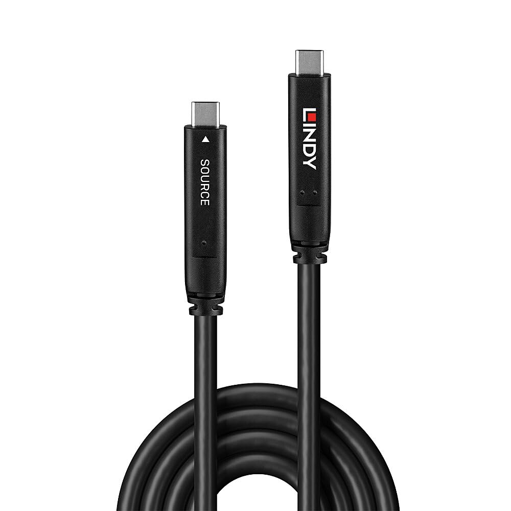 LINDY 43398 Cable híbrido tipo C USB 3.2 Gen 2 y DP 1.4, 10 m