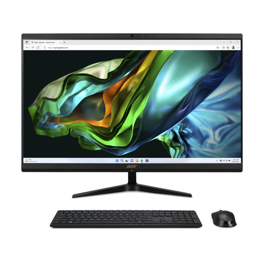 Acer Aspire C27-1800 All in One - Monitor 27" FullHD (Intel Core i5-12450H, 16GB RAM, 1024 GB SSD, Intel Iris Xe Graphics, Windows 11 Home) Negro + Teclado QWERTY Español y Ratón Inalámbrico