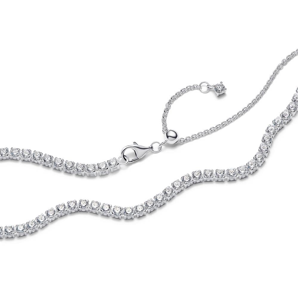 PANDORA Timeless 393806C01-40 - Gargantilla de tenis de plata de ley con circonitas cúbicas, tamaño: 40 cm, 40cm, Plata esterlina, Circonia cúbica