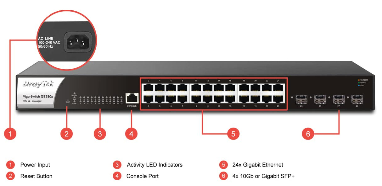 DrayTek VigorSwitch G-2280X Blanco
