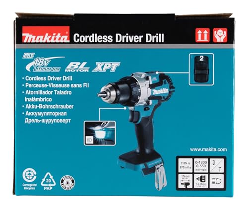 Makita DDF489Z 18V Li-ion LXT - Taladro sin escobillas de 13 mm, baterías y cargador no incluidos