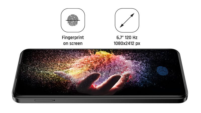 Smartphone myPhone N23 Plus, AMOLED-Display, schnelles 120Hz-Refresh-Rate, 4G LTE, 6,7 Zoll, 8GB RAM, Android 14, Dreifachkamera 64mpx, 256GB Speicher, erweiterbar auf bis zu 1TB! 5000mAh + Hülle