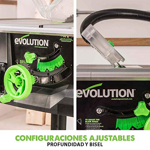 Evolution Power Tools Fury 5-S Sierra de mesa multimaterial, Corta acero dulce, aluminio, plástico, madera con clavos incrustados, 230 V